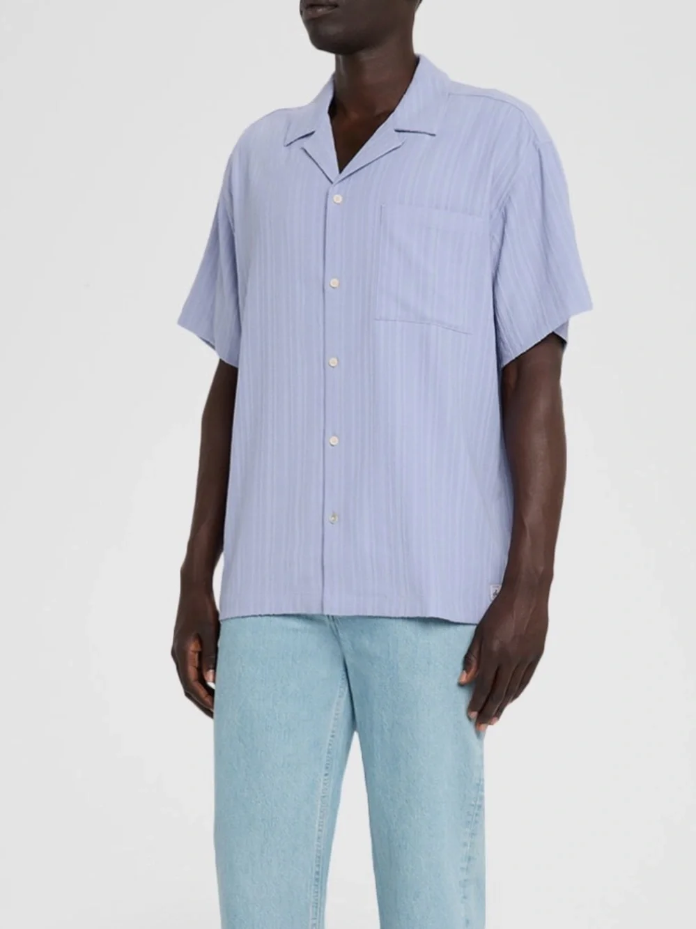 Men’s Scotch and Soda textured stripe pocket short sleeve button down size small - Picture 5 of 8